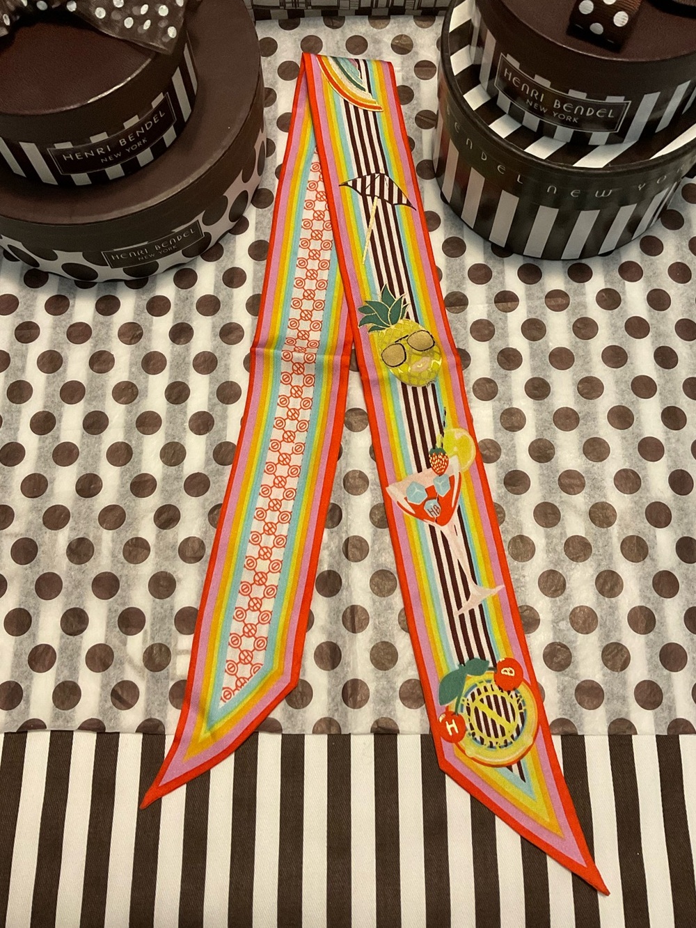 NWOT Henri Bendel Whimsy Tropic Skinny Mini Scarf Twilly